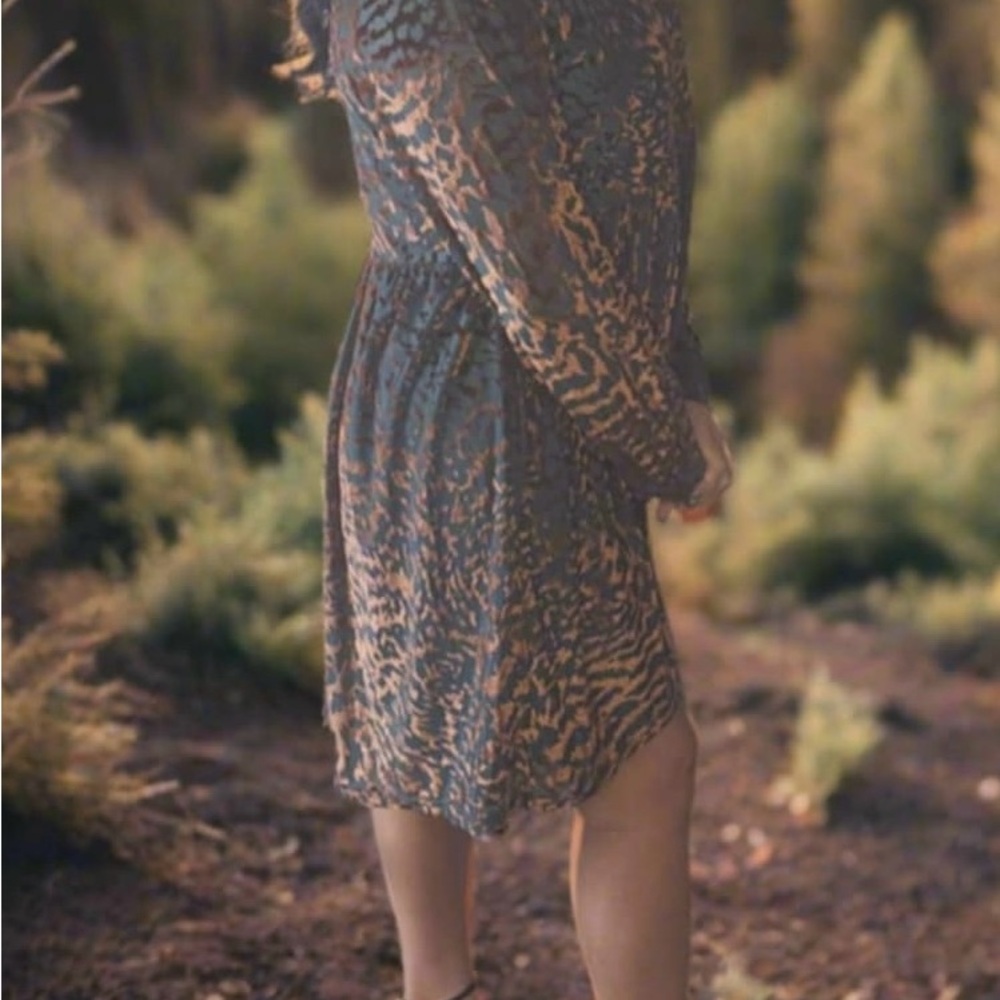 JODIFL Long Sleeve Velvet Baby Doll Animal Print dress - Picture 6 of 6